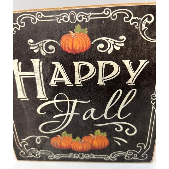 Happy Fall Wooden Sign With Pumpkins, Painted - Picture 2 of 5